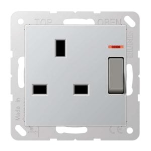 Abschaltbare Steckdose mit Kontrollschalter British Standard, 13 A 250 V ~, Schraubklemmen BS 1363-1, 4 mm2, ohne Krallen, mit Funktionsanzeige, integ, Jung A3171KOAL