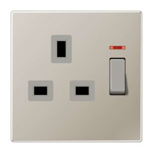 Abschaltbare Steckdose mit Kontrollschalter British Standard, 13 A 250 V ~, Schraubklemmen BS 1363-1, 4 mm2, ohne Krallen, mit Funktionsanzeige, integ, Jung ES3171KO