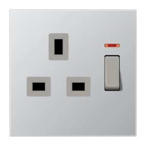 Abschaltbare Steckdose mit Kontrollschalter British Standard, 13 A 250 V ~, Schraubklemmen BS 1363-1, 4 mm2, ohne Krallen, mit Funktionsanzeige, integ, Jung AL3171KO