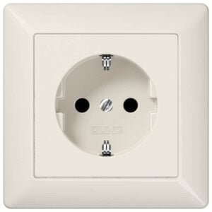 SCHUKO Steckdose, 16 A 250 V ~, mit Rahmen, Duroplast, Serie AS, weiß, Jung AS1520