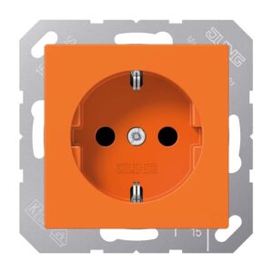 SCHUKO Steckdose, 16 A 250 V ~, integrierter erhöhter Berührungsschutz, SAFETY+, Thermoplast, Serie AS/A, orange (für ZSV), Jung A1520BFKIO