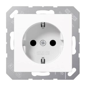 SCHUKO Steckdose, 16 A 250 V ~, Schraubklemmen, Thermoplast, Serie AS/A, alpinweiß, Jung A1521BFWW