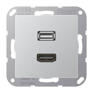 Multimedia-Anschlusssystem HDMI / USB 2.0, Serie A, aluminium, Jung MAA1163AL
