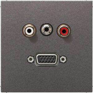 Multimedia-Anschlusssystem Cinch Audio / Miniklinke 3,5 mm / VGA, Serie LS, anthrazit (lackiertes Aluminium), Jung MAAL1072AN