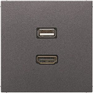 Multimedia-Anschlusssystem HDMI / USB 2.0, Serie LS, anthrazit (lackiertes Aluminium), Jung MAAL1163AN
