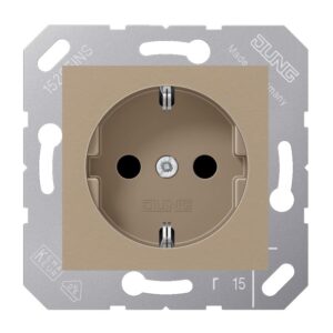 SCHUKO Steckdose, 16 A 250 V ~, Thermoplast lackiert, 50 x 50 mm, bronze-beige, Jung CD5120BFBB