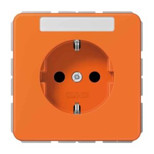 SCHUKO Steckdose, 16 A 250 V ~, mit Schriftfeld, Thermoplast, Serie CD, orange (für ZSV), Jung CD1520BFNAO