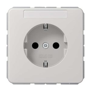 SCHUKO Steckdose, 16 A 250 V ~, mit Schriftfeld, Thermoplast, Serie CD, lichtgrau, Jung CD1520BFNALG