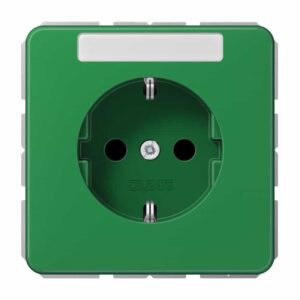 SCHUKO Steckdose, 16 A 250 V ~, mit Schriftfeld, integrierter erhöhter Berührungsschutz, SAFETY+, Thermoplast, Serie CD, grün (für SV), Jung CD1520BFKINAGN