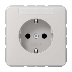SCHUKO Steckdose, 16 A 250 V ~, mit Schriftfeld, integrierter erhöhter Berührungsschutz, SAFETY+, Thermoplast, Serie CD, lichtgrau, Jung CD1520BFKINALG