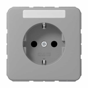 SCHUKO Steckdose, 16 A 250 V ~, mit Schriftfeld, integrierter erhöhter Berührungsschutz, SAFETY+, Thermoplast, Serie CD, grau, Jung CD1520BFKINAGR