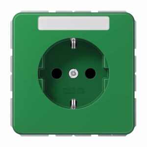 SCHUKO Steckdose, 16 A 250 V ~, mit Schriftfeld, Thermoplast, Serie CD, grün (für SV), Jung CD1520BFNAGN
