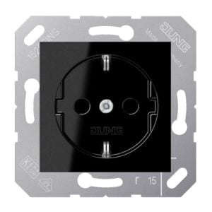 SCHUKO Steckdose, 16 A 250 V ~, Thermoplast, 50 x 50 mm, schwarz, Jung CD5120BFSW