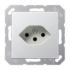 Steckdose nach Schweizer Norm, 1fach, Typ 13, Serie A, aluminium, Jung A1520-13BFSEVAL