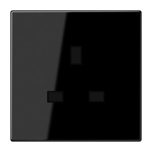 Steckdose, 13 A 250 V ~, Schraubklemmen BS 1363-1, 4 mm2, ohne Krallen, integrierter erhöhter Berührungsschutz, SAFETY+, Duroplast, Serie LS, schwarz, Jung LS3521SW