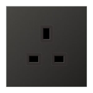 Steckdose, 13 A 250 V ~, Schraubklemmen BS 1363-1, 4 mm2, ohne Krallen, integrierter erhöhter Berührungsschutz, SAFETY+, Aluminium lackiert, Serie LS,, Jung AL3521AN