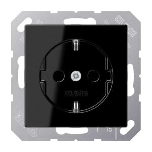 SCHUKO Steckdose, 16 A 250 V ~, Thermoplast, Serie A, schwarz, Jung A1520BFSW