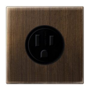 Steckdose US-Norm NEMA, 15 A 125 V ~, Schraubklemmen, ohne Krallen, Messing, Serie LS, Messing antik, Jung ME2521-15AT