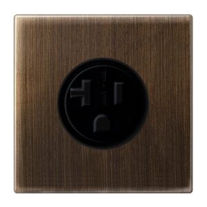 Steckdose US-Norm NEMA, 20 A 125 V ~, Schraubklemmen, ohne Krallen, Messing, Serie LS, Messing antik, Jung ME2521-20AT