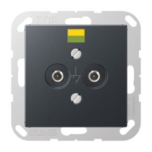 Potentialausgleich-Steckdose, Thermoplast lackiert, Serie A, anthrazit matt, Jung A565-2BFANM