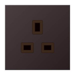 Steckdose, 13 A 250 V ~, Schraubklemmen BS 1363-1, 4 mm2, ohne Krallen, integrierter erhöhter Berührungsschutz, SAFETY+, Aluminium lackiert, Serie LS,, Jung AL3521D