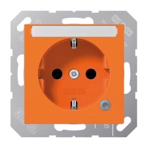 SCHUKO Steckdose, 16 A 250 V ~, ohne Krallen, mit Funktionsanzeige, mit Schriftfeld, integrierter erhöhter Berührungsschutz, SAFETY+, Thermoplast anti, Jung ABA1520BFNAKOO