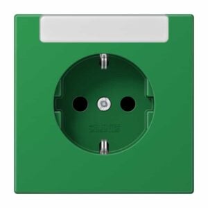 SCHUKO Steckdose, 16 A 250 V ~, mit integriertem Beschriftungsfeld (sprühnebeldicht), integrierter erhöhter Berührungsschutz, SAFETY+, Thermoplast, Se, Jung LS1520INAGN