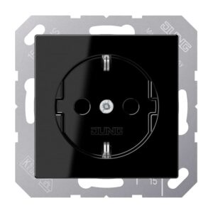 SCHUKO Steckdose, 16 A 250 V ~, Schraubklemmen, Thermoplast, Serie A, schwarz, Jung A1521BFSW