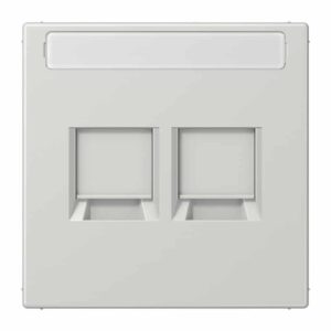 Abdeckung (gerastet) für Modular-Jack-Steckbuchsen 2fach, EMT, AMP, MTRJ, mit Schriftfeld, Thermoplast, Serie LS, lichtgrau, Jung LS1969-25NAWELG