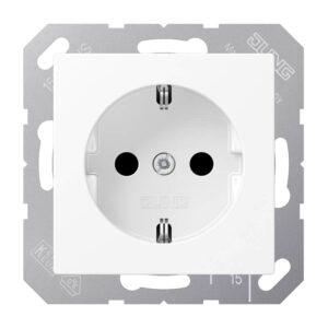 SCHUKO Steckdose, 16 A 250 V ~, Thermoplast lackiert, Serie A, schneeweiß matt, Jung A1520BFWWM