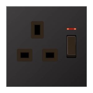 Abschaltbare Steckdose mit Kontrollschalter British Standard, 13 A 250 V ~, Schraubklemmen BS 1363-1, 4 mm2, ohne Krallen, mit Funktionsanzeige, integ, Jung AL3171KOD