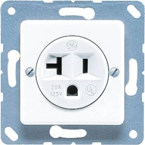 Steckdose US-Norm NEMA, 20 A 125 V ~, Schraubklemmen, ohne Krallen, Thermoplast, 50 x 50 mm, alpinweiß, Jung 121-20WW