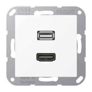 Multimedia-Anschlusssystem HDMI / USB 2.0, Serie A, schneeweiß matt, Jung MAA1163WWM