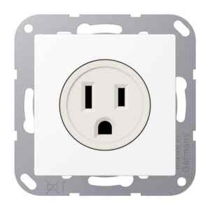 Steckdose US-Norm NEMA, 15 A 125 V ~, Schraubklemmen, ohne Krallen, Thermoplast lackiert, Serie A, schneeweiß matt, Jung A521-15WWM