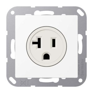 Steckdose US-Norm NEMA, 20 A 125 V ~, Schraubklemmen, ohne Krallen, Thermoplast lackiert, Serie A, schneeweiß matt, Jung A521-20WWM