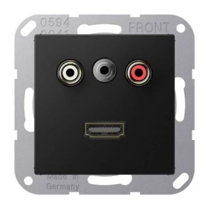 Multimedia-Anschlusssystem Cinch Audio / Miniklinke 3,5 mm / HDMI, Serie A, graphitschwarz matt, Jung MAA1082SWM