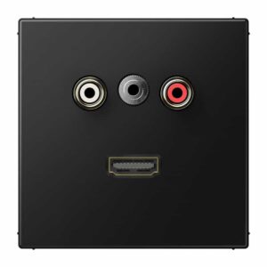 Multimedia-Anschlusssystem Cinch Audio / Miniklinke 3,5 mm / HDMI, Serie LS, graphitschwarz matt, Jung MALS1082SWM
