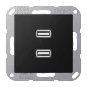 Multimedia-Anschlusssystem 2 x USB 2.0, Serie A, graphitschwarz matt, Jung MAA1153SWM