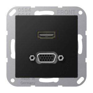 Multimedia-Anschlusssystem HDMI / VGA, Serie A, graphitschwarz matt, Jung MAA1173SWM