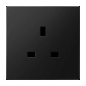 Steckdose, 13 A 250 V ~, Schraubklemmen BS 1363-1, 4 mm2, ohne Krallen, integrierter erhöhter Berührungsschutz, SAFETY+, Serie LS, graphitschwarz matt, Jung LS3521SWM
