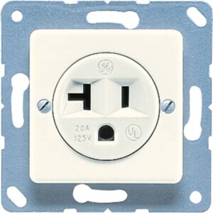 Steckdose US-Norm NEMA, 20 A 125 V ~, Schraubklemmen, ohne Krallen, Thermoplast, 50 x 50 mm, weiß, Jung 121-20