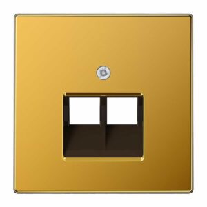 Abdeckung für IAE/UAE-Anschlussdosen 2 x 8-polig, Metall mit echter Goldauflage, Serie LS, vergoldet, Jung LS969-2UAGGO