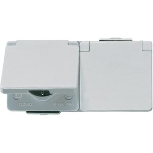 SCHUKO® Zweifach-Steckdose, 16 A 250 V ~, Klappdeckel, waagerecht, IP 44, WG 600, Jung 622WW