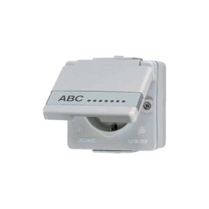 SCHUKO® Steckdose, 16 A 250 V ~, mit Schriftfeld, IP 44, WG 600, Jung 620NAW