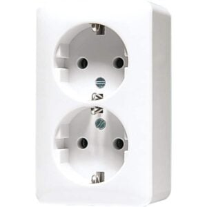 SCHUKO® Zweifach-Steckdose, 16 A 250 V ~, 47 mm, AP 600, alpinweiß, Jung 6020AWW