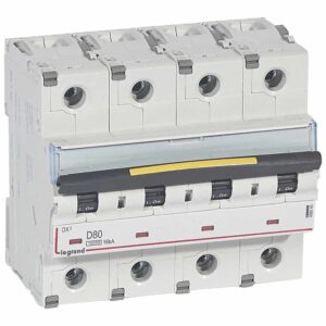 DX3 Leitungsschutzschalter D-Charakteristik, 80A, 4-polig, 10kA, 400VAC, 6TE Legrand 409540