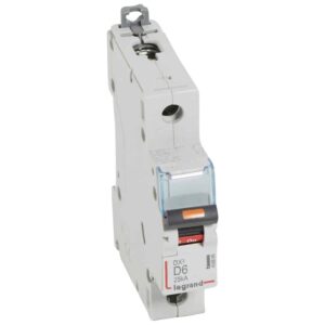 DX3 Leitungsschutzschalter D-Charakteristik, 6A, 1-polig, 25kA, 230/400VAC, 1TE Legrand 409805