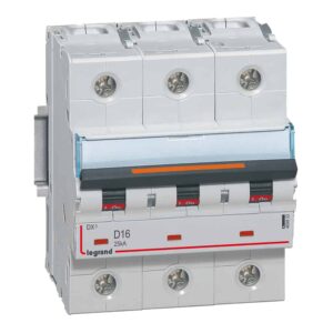 DX3 Leitungsschutzschalter D-Charakteristik, 16A, 3-polig, 25kA, 400VAC, 2TE Legrand 409833