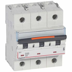 DX3 Leitungsschutzschalter D-Charakteristik, 20A, 3-polig, 25kA, 400VAC, 2TE Legrand 409834