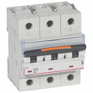 DX3 Leitungsschutzschalter D-Charakteristik, 63A, 3-polig, 25kA, 400VAC, 3TE Legrand 409839